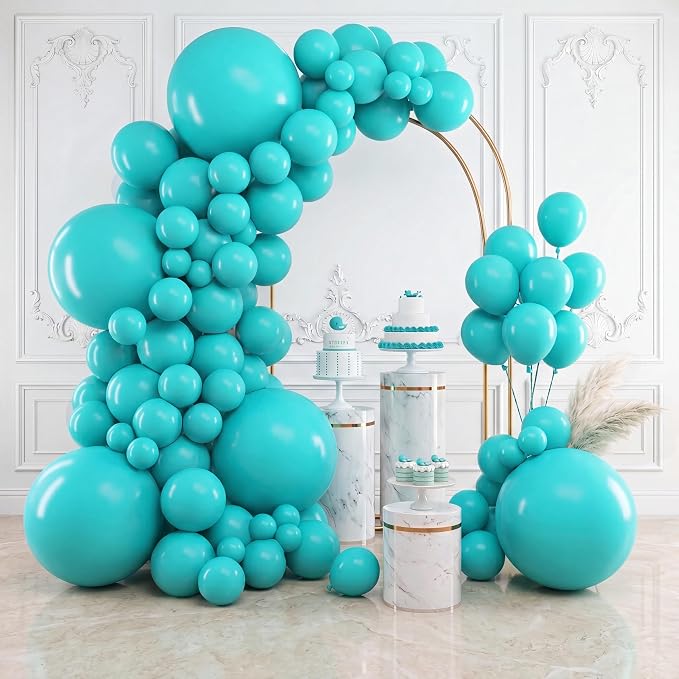 RUBFAC Blue Balloons Different Sizes Turquoise Teal Balloon Arch 154pcs | by RUBFAC