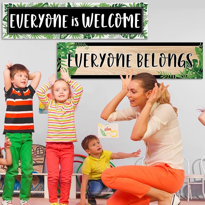 2 Pack Greenery Classroom Decorations Welcome Back to School Banner Bulletin - Image 6