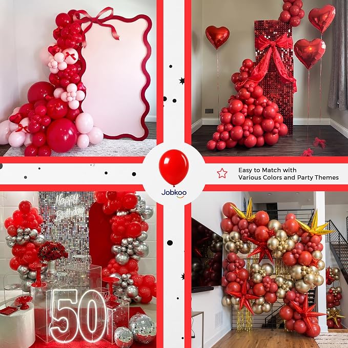 Jobkoo Red Balloons 12 Inch - Image 6