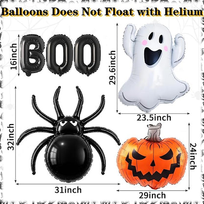 9PCS Halloween Balloons Set Ghost Pumpkin Spider BOO Balloons Decor | Includes - Image 2