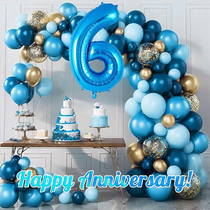 Blue Number 6 Balloon 40 Inch, Big Large Foil Helium Number Balloons, Jumbo - Image 5