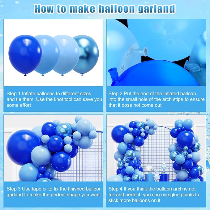 YMSZ Blue Balloon Garland Arch Kit, Baby Shower, 2026 Graduation, Anniversary - Image 3