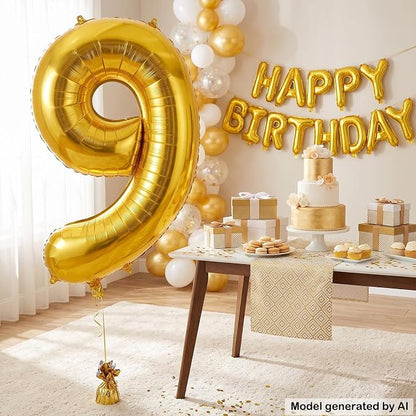 40 Inch Gold Number 9 Foil Balloon - Image 3