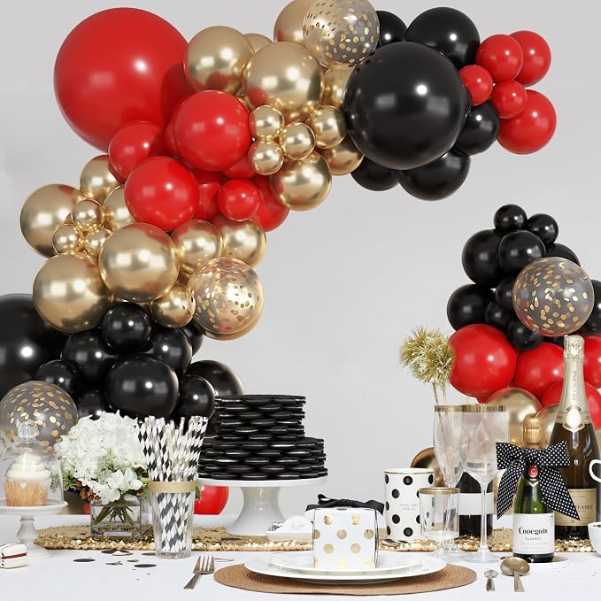 Ouddy Party 149Pcs Red Black Gold Balloon Arch Garland Kit 18 12 10 5Inch | - Image 5