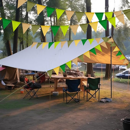 G2PLUS Pre-Strung Burlap Pennant Banners, 39Ft Sage Green Fabric Triangle Flag - Image 5