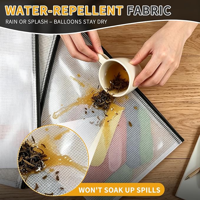 10 Pack Mesh Zipper Balloon Storage Bags, A4 Size Reusable Waterproof Plastic - Image 3