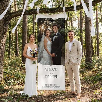 Wedding Welcome Sign Linen Personalized - Image 3