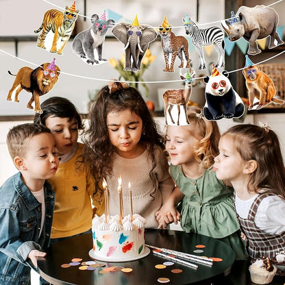 Hooqict Safari Animals Happy Birthday Banner Animal Birthday Decorations Party - Image 7