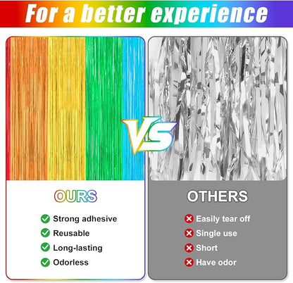 Crosize 2 Pack Rainbow Party Streamers Backdrop, 3.3 x 9.9 ft | Tinsel Foil - Image 2