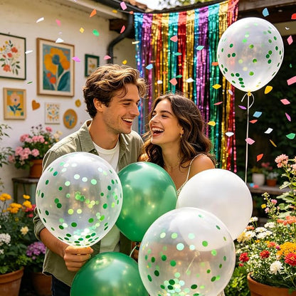 100pcs Green Confetti Balloons 12 Inch Clear Latex Balloon - Image 6