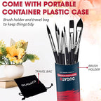 Watercolor Brushes Professional, DUGATO 12pc Artist Paint Brush Set - Synthetic Bristles (Round, Flat, Liner, Oval) for Watercolor Gouache Inks Painting