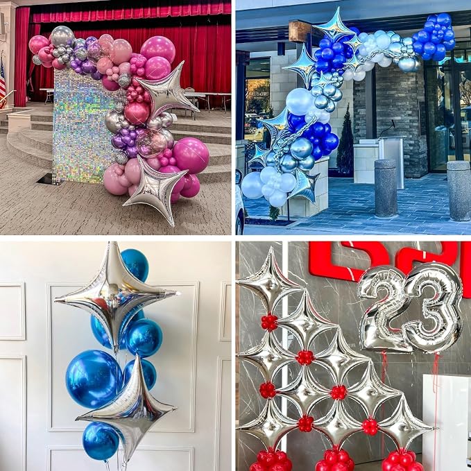 Silver Star Balloons, 26Inch and 10Inch Silver Quadrangle Helium Polyester Film - Image 6