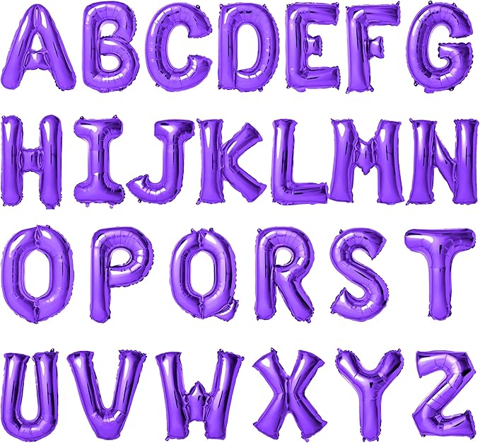 16 Inch Purple Letter Balloons Mylar Foil Alphabet Letter A-Z Balloons Set by LIOZEOKUN