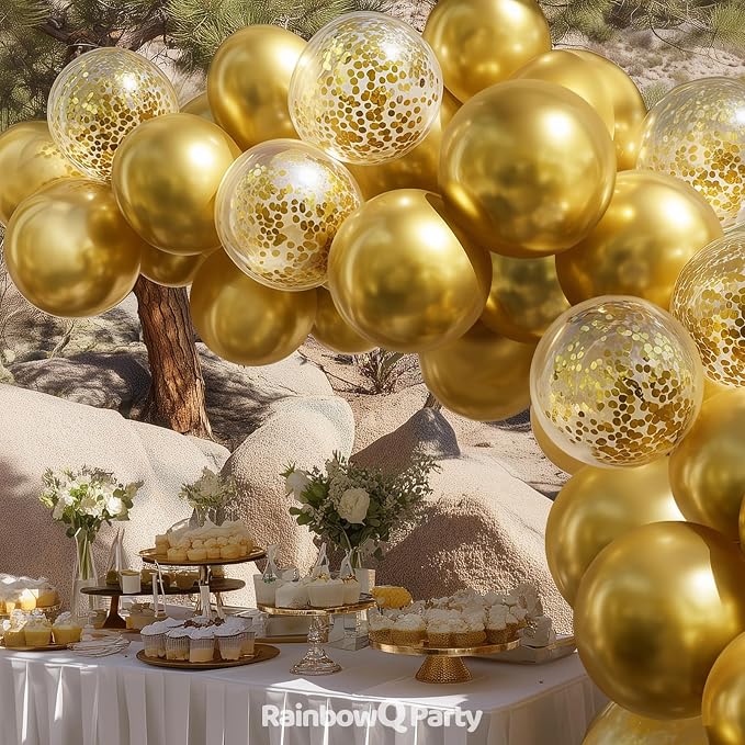 RainbowQ Metallic Gold Balloons 55Pcs 12 Inch Confetti Helium Party Balloon | - Image 5