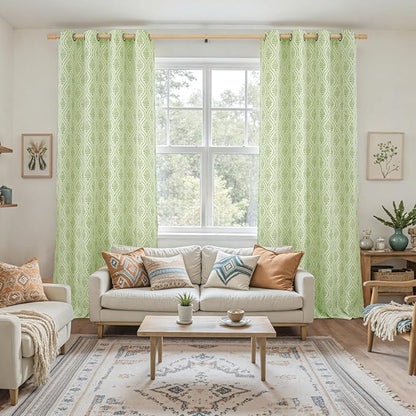 BGment Grass Green Leaf Jacquard Curtains - Image 2