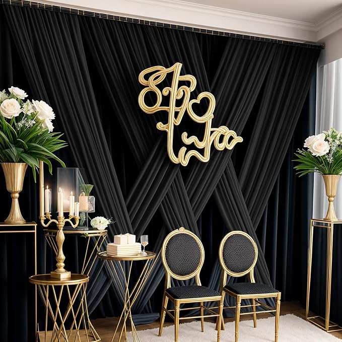50ftx12 ft Wrinkle Free Black Backdrop Curtain - Image 6