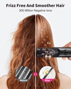 Cordless Hair Straightener Brush - Portable Hair Straightening Brush for Travel - 300M Negative Ions for Frizz-Free Shine, Touch Up On-The-Go, Fast Heating, Gift for Women, 10,000mAh, Charcoal Black