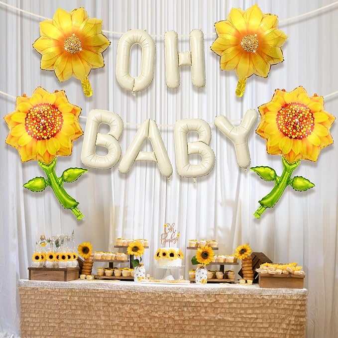 5Pcs Oh Baby Balloon Sunflower Balloons - Image 4