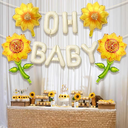 5Pcs Oh Baby Balloon Sunflower Balloons - Image 4