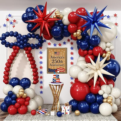 Red White Blue Balloons Arch kit 4th of July Navy Royal Blue Red Sand White by HILAVO