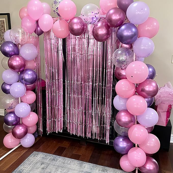 Pink and Purple Balloons, Metallic Purple Pink Latex Balloons - Image 8