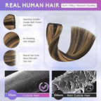 Clip in Hair Extensions Real Human Hair, 18 Inch 100g, 2/6 Dark Brown to Chestnut Brown, Invisible Seamless Remy Human Hair Clip in Extensions for Women 8pcs Per Set with Double Weft