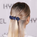 Hair Barrettes Large French Clips Wide Hair Clasp for Women Thick Fine Hair Accessories - Blue Tortoiseshell - 3Pcs (Navy Blue, Brown)