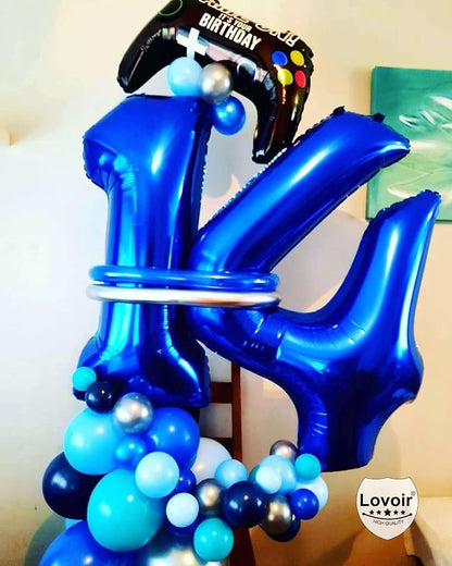 Navy Blue 15 Number Balloons, 40 Inch Giant Number 15 Balloons Foil Mylar - Image 6