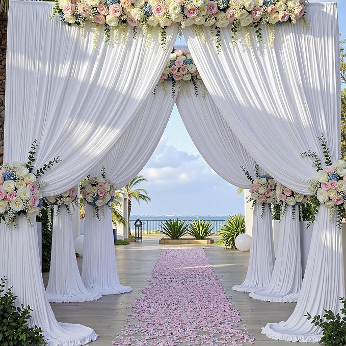 30×14 ft White Wrinkle Free Backdrop Curtain, Soft Silky Polyester Wedding - Image 6