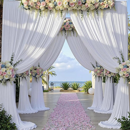 40×12ft White Wrinkle Free Backdrop Curtain, Soft Silky Easy to Drape Wedding - Image 2