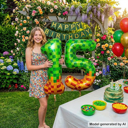 40 Inch Pixel Foil Number 15 Balloon - Image 5
