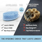 Silver Infused Silicone Body Scrubber Shower - Gentle Back Scrubber Soft Bristles - Avilana Premium Dual Sided Bath Brush Massage - Advanced Material Loofah Alternative - Gift Women Men