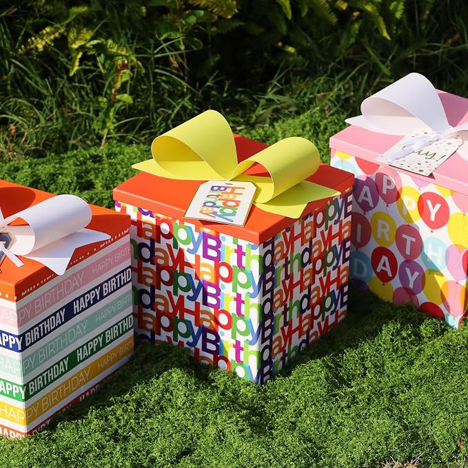 BIOBROWN Gift Boxes with Lids for Presents Text Birthday Design Gift Box | - Image 4