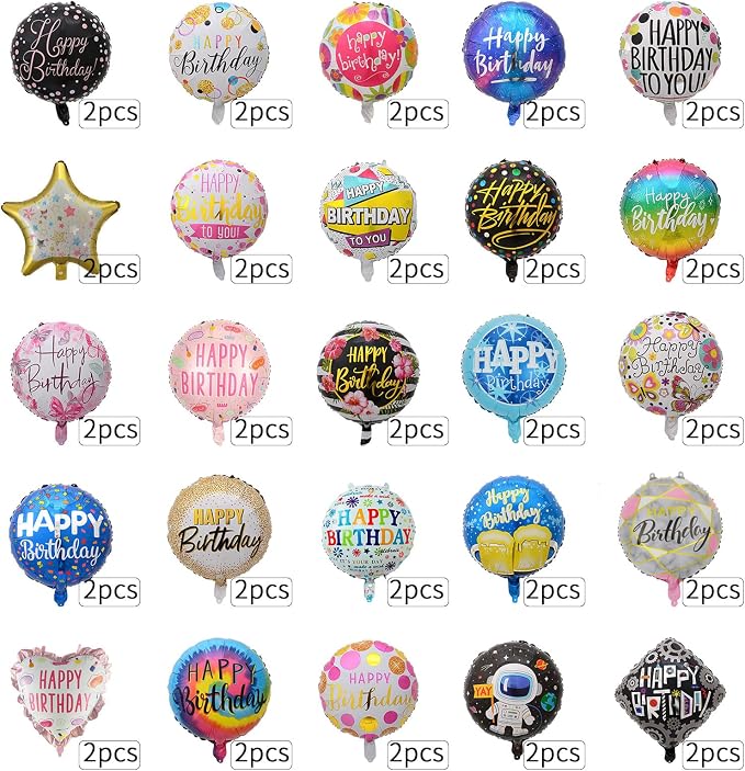 50Pcs Helium Mylar Happy Birthday Balloons - Image 4