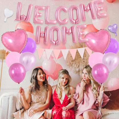 TONIFUL 16 Inch Pink Welcome Home Foil Letter Balloon Banner Decoration Kit | - Image 5