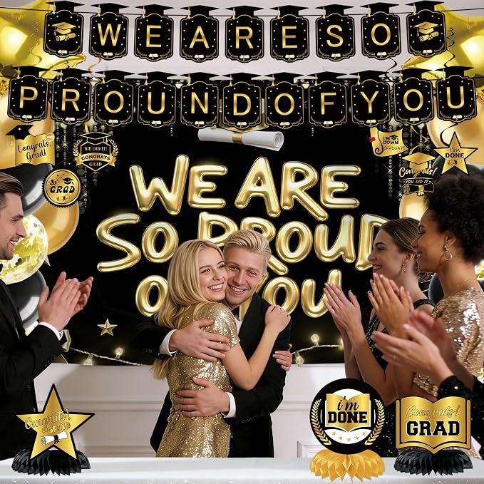 Black Gold We are So Proud of You Decorations, We are So Proud of You Banner - Image 4