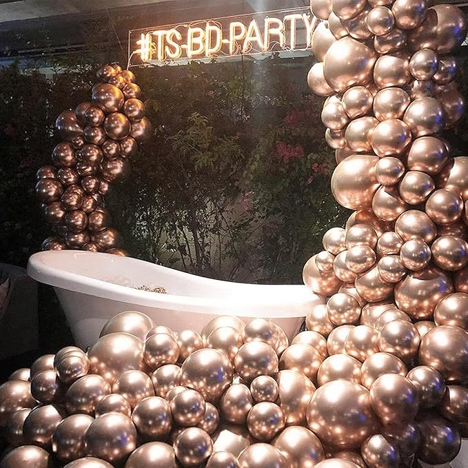 PartyWoo Metallic Rose Gold Balloons 85pcs Chrome Champagne Gold Color | - Image 5