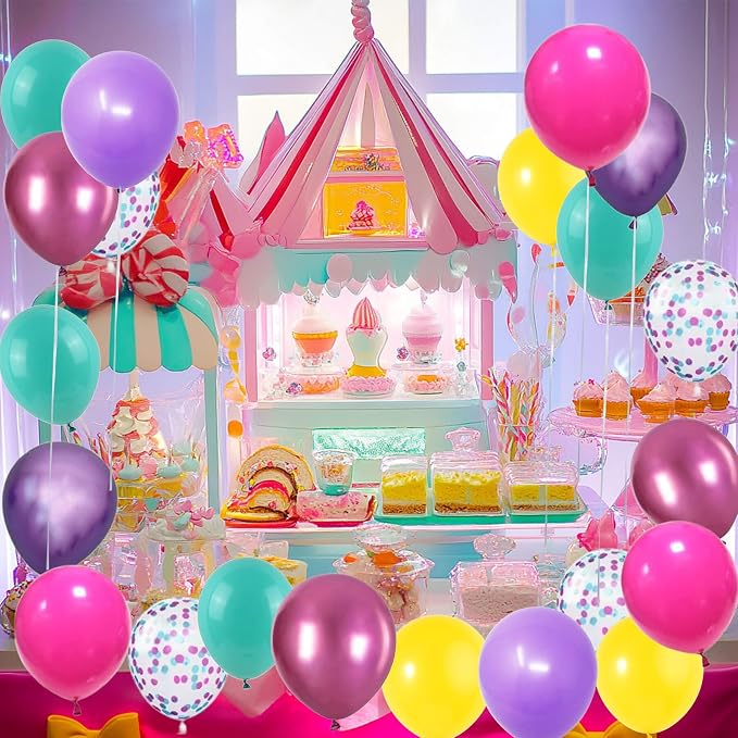 Purple Pink Blue Confetti Balloon, Birthday Balloons Party Decorations- 12in - Image 7