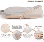2 Set Compression Packing Cubes for Travel Essentials,Compressible Expandable Packing Cubes for Suitcase,OlarHike Luggage Organizer Bags for Travel,Handy Helper for Organizing Clothes(Beige)