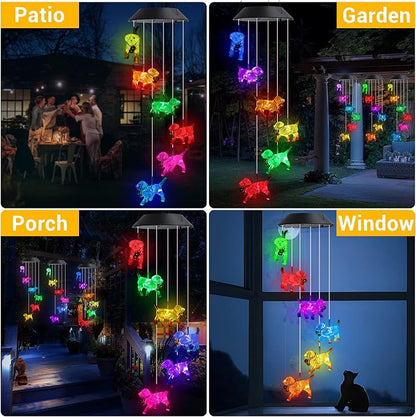 Toodour Solar Wind Chime, Color Changing Wind Chimes Dog | LED Decorative Mobile - Image 6