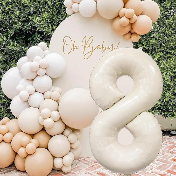 Cream Number 8 Balloon 40 Inch Beige Nude Number 8 Balloon - Image 7