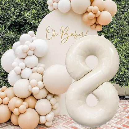 Cream Number 8 Balloon 40 Inch Beige Nude Number 8 Balloon - Image 7