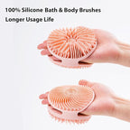 2 PC Silicone Exfoliating Body Scrubber, Silicone Body Shampoo Brush, Soft Silicone Loofah for Sensitive Skin, Shower Silicone Hair Scalp Massager, Easy to Clean, Lather Well(Pink&Black)