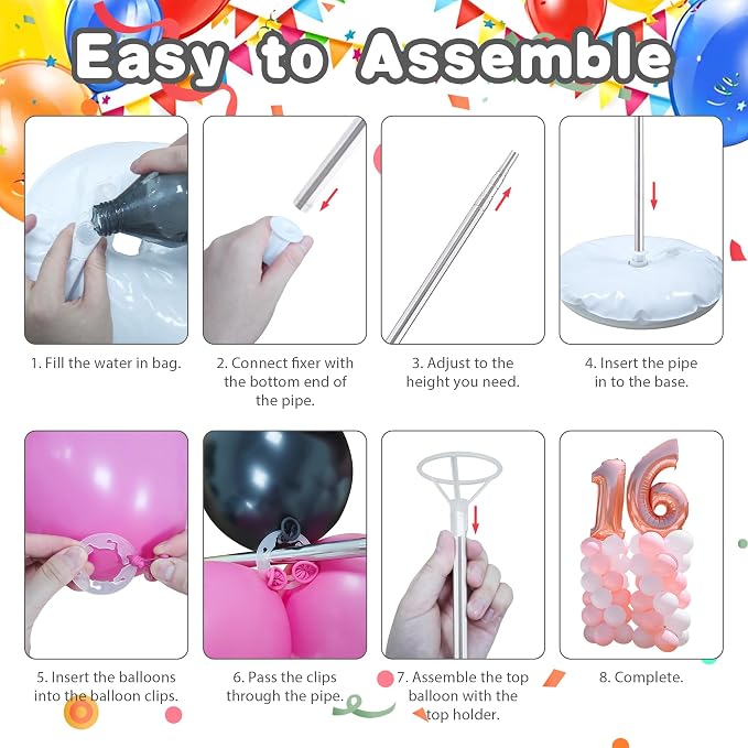 Balloon Stand, Balloon Arch Stand, 7 Feet Balloon Arch Kit of 2, Adjustable - Image 3