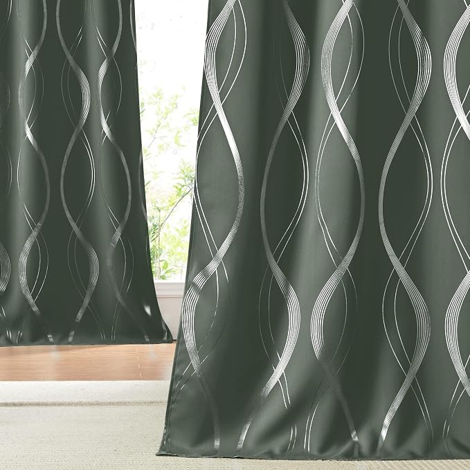 NICETOWN Blackout Curtains 84 inch Length 2 Panels Set, Dark Mallard, Noise - Image 3