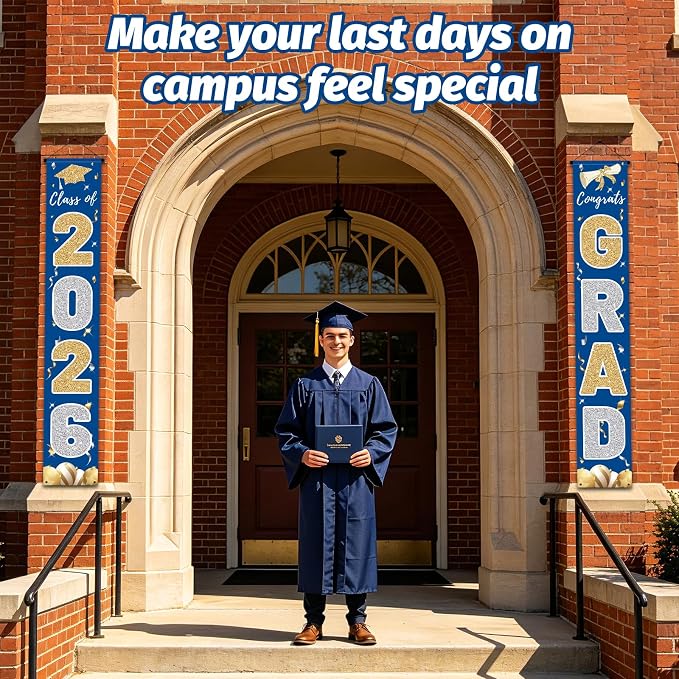 Graduation Decorations 2026, Class of 2026 Banner Congrats Grad | Blue Porch - Image 5