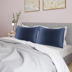 uxcell 2 Pack Silk Satin Pillowcase for Hair and Skin, Cool, Silky, Soft Breathable Pillow Cases Standard Size 20x26 Inch Sateen Pillowcase Navy with Envelope Closure