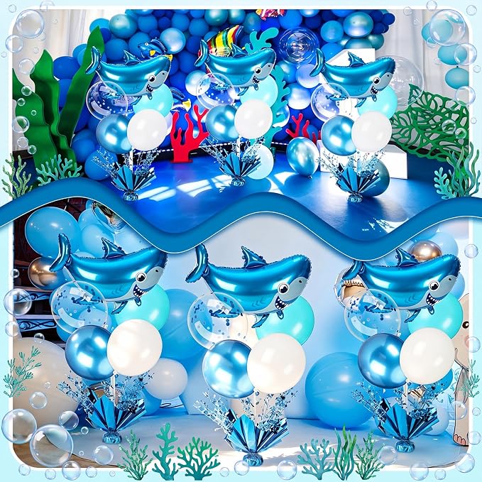 Civaner Shark Party Balloons Stand Kit 6 Sets, Fresh Colors - Image 2