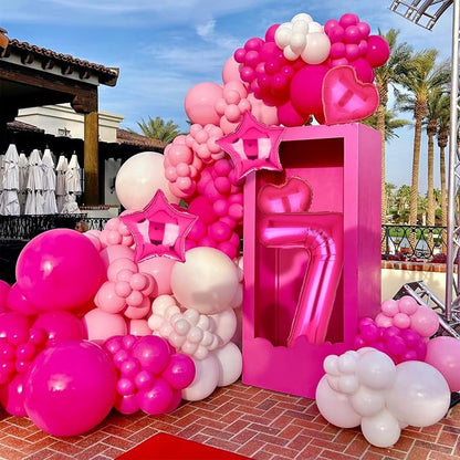 40 Inch Number Balloons Hot Pink 7 Cowgirl Pink 7th Birthday Decor 9 Pcs | - Image 4