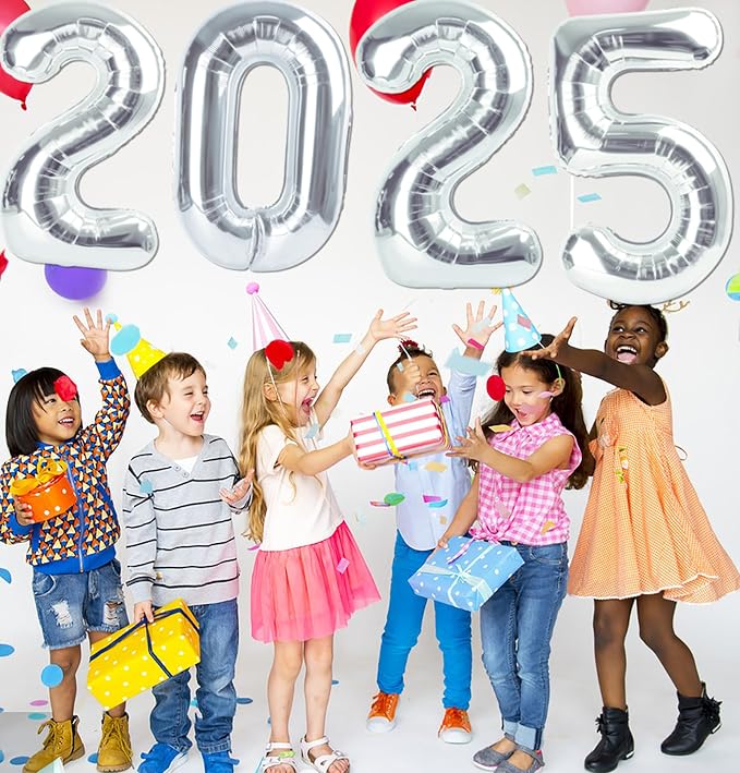 Number Balloon Birthday Decorations, 40In Silver Balloons - Image 5